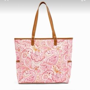 Thirty-One Pink and Tan Paisley Tote Bag